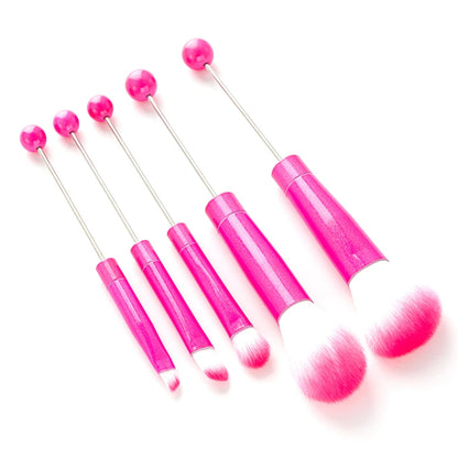 5Pcs Beaded Eyeshadow Brush Diy Beaded Cosmetic Brush Make Up Brushes Tool Kit Metal Handle Durable Eye Makeup Brushes