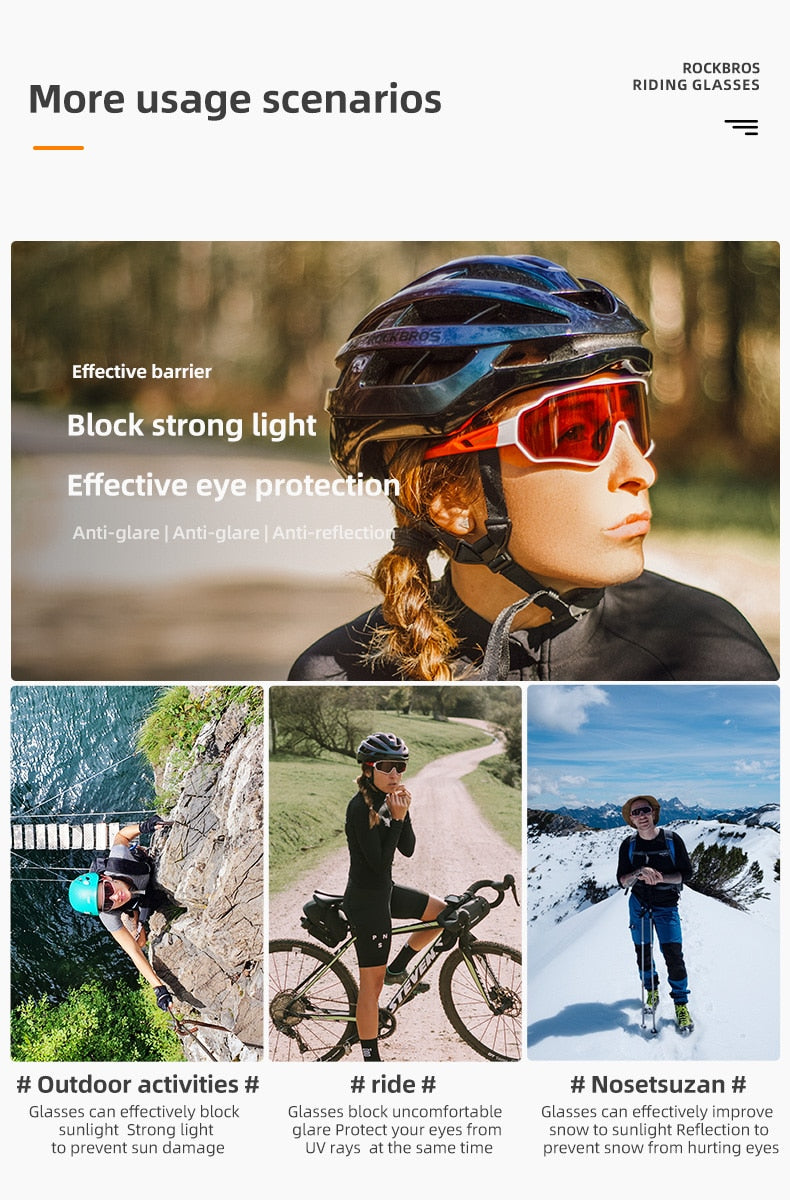 Photochromic Polarized Sunglasses for Men and Women - Cycling Glasses for Outdoor Sports, Hiking, and Biking with Inner Frame