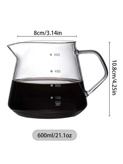 Pour Over Coffee Maker Set Glass Carafe Coffee with Glass Coffee Filter Drip Coffee Maker Set for Home or Office 600ml 300ml