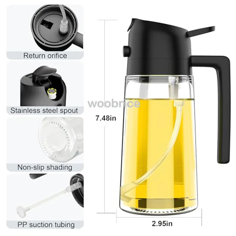 2in1 Kitchen Spray Oil Dispenser 500ml Oil  Sprayer Polisher for Air Fryer Salad Grilling Roasting Cooking Kitchen Acceesories