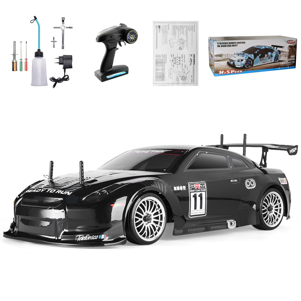 High-Speed 4WD 1:10 On-Road Racing RC Car with Two-Speed Drift, 4x4 Nitro Gas Power, Remote Control Hobby Vehicle Toy