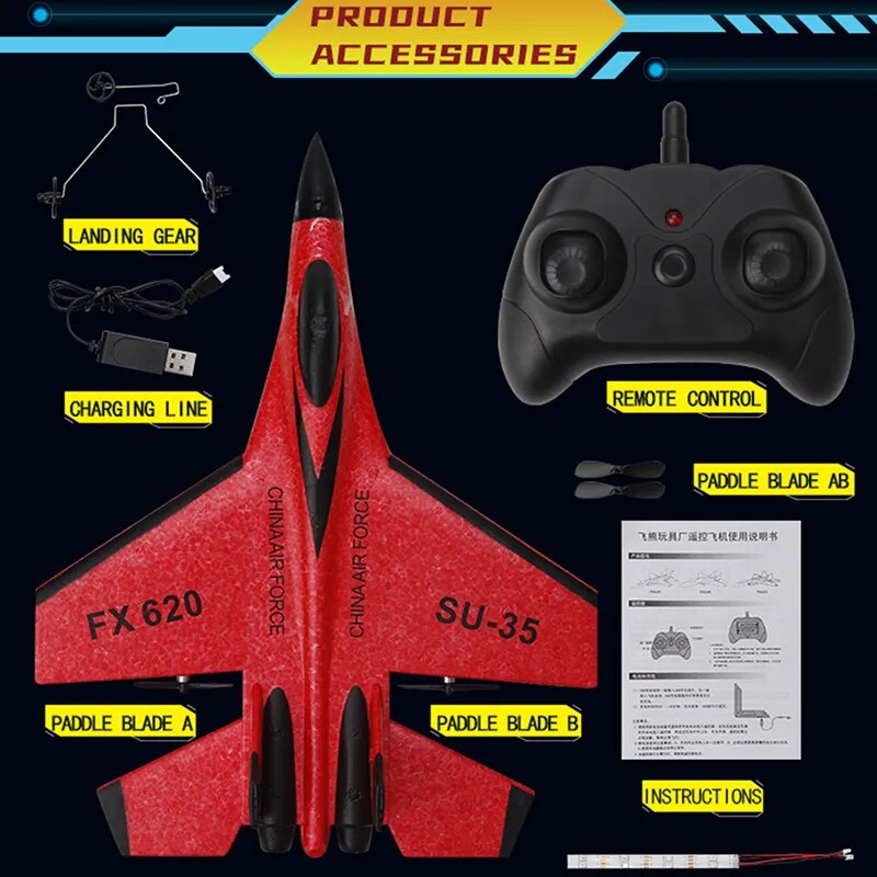 RC SU-35 Fighter Plane: High-Flying 2.4G Radio Control Glider for Kids - Remote Control Foam Aircraft for Adventurous Play