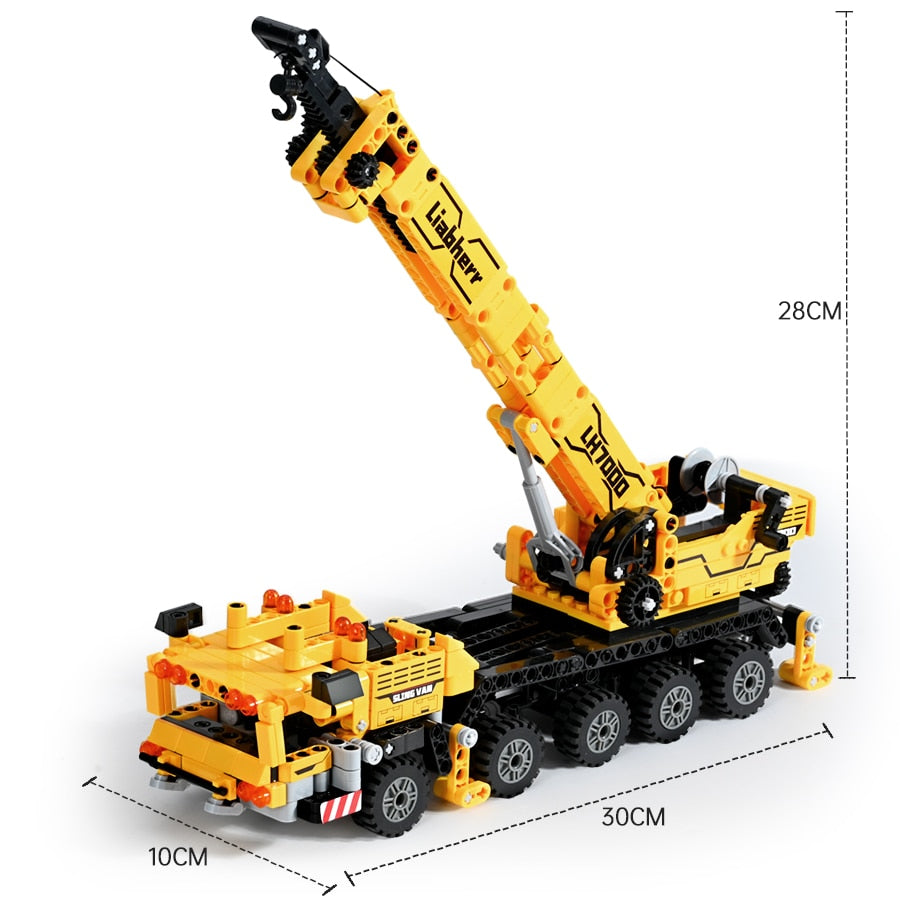 City Technician Construction Engineering Mobile Crane Vehicle Bricks Set Building Blocks Creative Kids Toys For Children Gifts