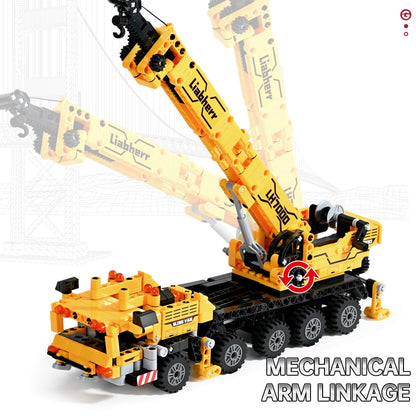 City Technician Construction Engineering Mobile Crane Vehicle Bricks Set Building Blocks Creative Kids Toys For Children Gifts