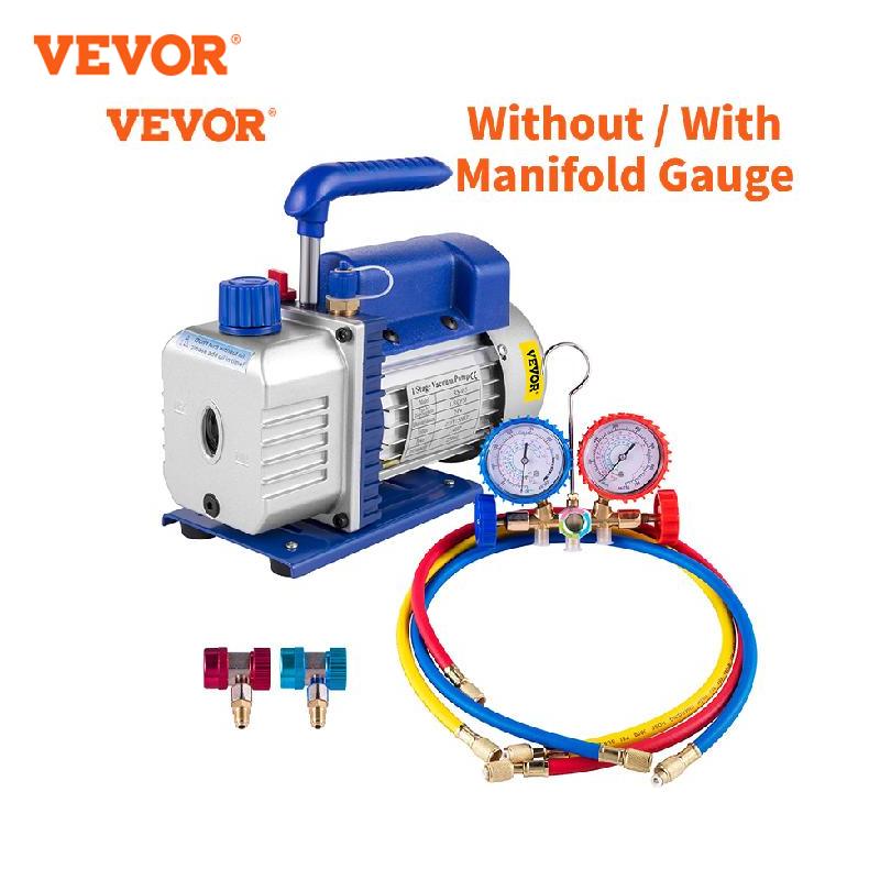 HVAC Refrigeration Vacuum Pump: 1-Stage, Choice of Manifold Gauge, 1.8-12CFM - Essential for Refrigerant Air Conditioning Maintenance