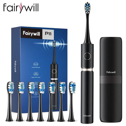 P11 Plus Sonic Electric Toothbrush: Waterproof, Fast Charging, Smart Timer, 8 Replacement Heads, and Travel Case!