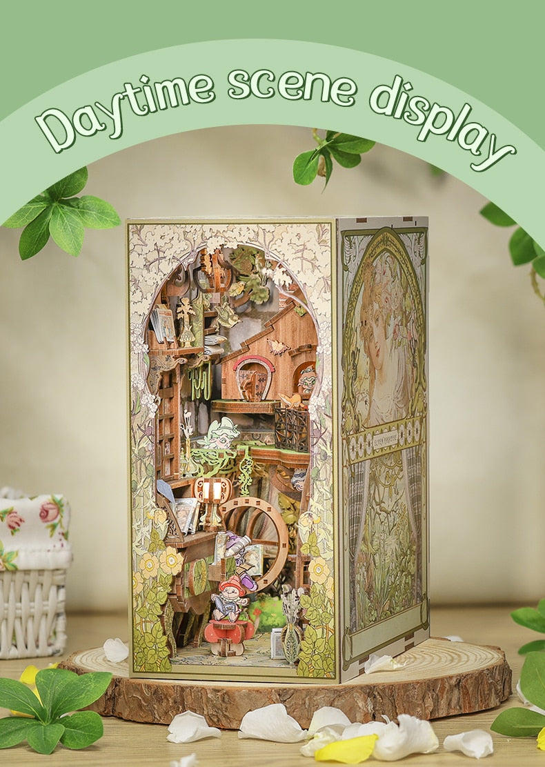 CUTEBEE Mothers Day Gifts DIY Butterfly House Book Nook Kit Dollhouse with Light Eternal Bookstore Bookshelf Insert 3D Bookend