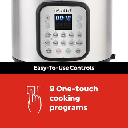 9-in-1 Electric Pressure Cooker and Air Fryer Combo,Pressure Cook,Slow Cook,Air Fry,Roast,Steam,Sauté,Bake,Broil and Keep Warm