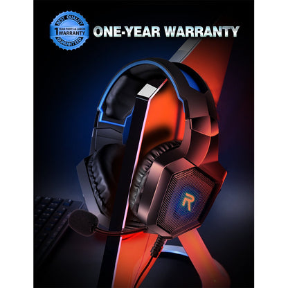 LED Wired Gaming Headset with Built-in Microphone - Over-Ear Gamer Headphones with Surround Sound - Compatible with PC, Computer, Laptop, PS4, PS5, Xbox, and Nintendo Switch