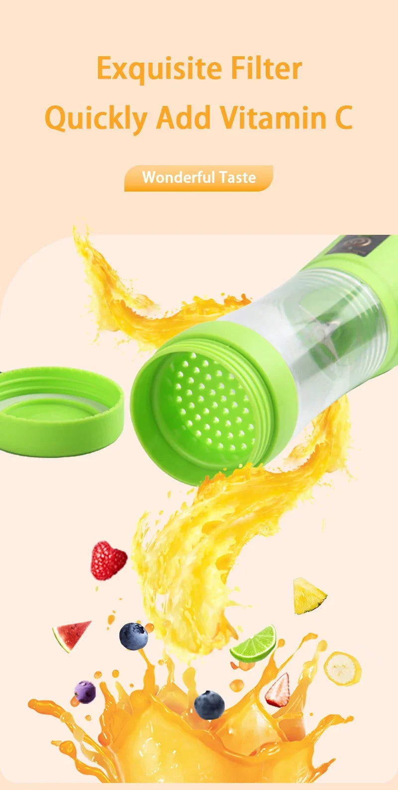 Portable Fruit Juice Blenders Summer Personal Electric Mini Bottle Home USB 6 Blades Juicer Cup Machine For Kitchen