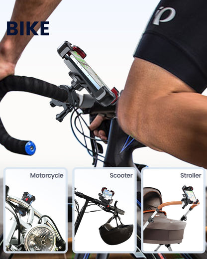 Joyroom Bike Phone Holder - 360° Universal Bicycle Phone Holder for 4.7-7 inch Mobile Phones - Shockproof Bracket with GPS Clip