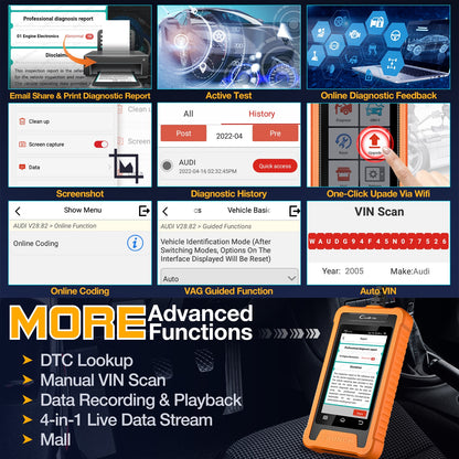LAUNCH X431 Creader Elite For VAG Professional Full System Diagnostic Tools Online ECU Coding 31+ reset Function OBD2 Scanner