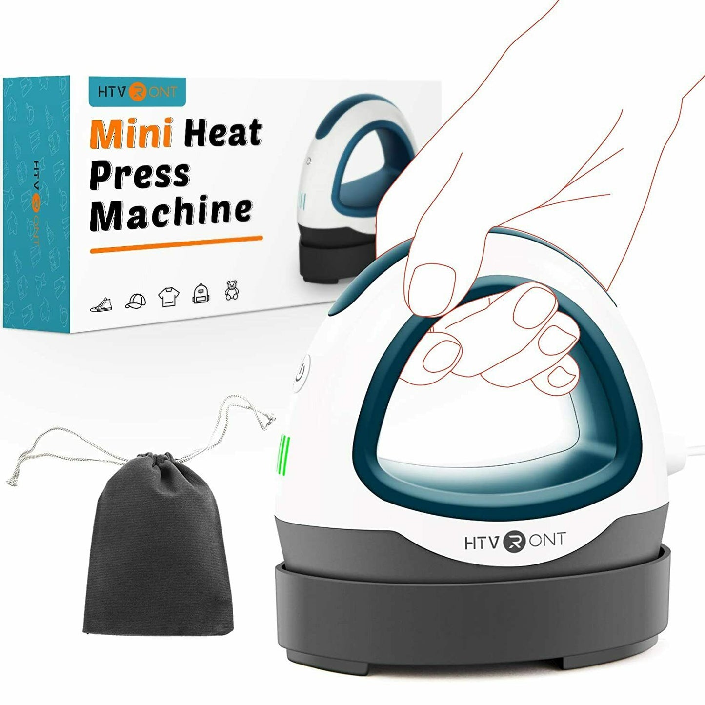 HTVRONT Portable MINI Heat Press Machine T-shirts Printing DIY Easy Heating Transfer Iron On HTV for Clothes Bags Hats Pads