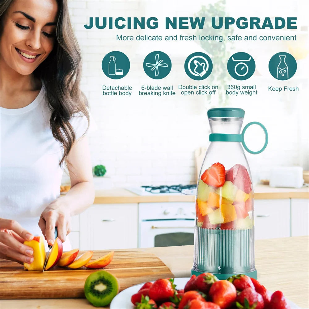 The Portable Home Fruit Health Juicer is a compact and rechargeable juice cup designed for convenience and versatility.