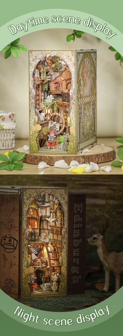 CUTEBEE Mothers Day Gifts DIY Butterfly House Book Nook Kit Dollhouse with Light Eternal Bookstore Bookshelf Insert 3D Bookend