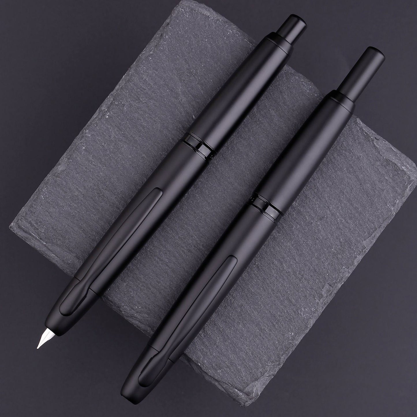 New MAJOHN A1 Press Fountain Pen Retractable Extra Fine Nib 0.4mm Metal Matte Black Ink Pen with Converter for Writing