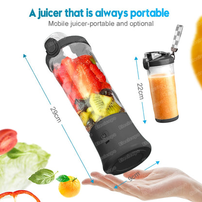 Multifunctional Portable Electric Juicer: 600ML Fruit Mixers Blender with 4000mAh USB Rechargeable Smoothie Mini Blender Machine