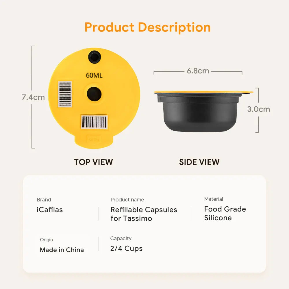 Bosch Reusable Coffee Capsule for Tassimo BOSCH Machine Refillable Filter Cup Pod Espresso Maker 60ml/180ml/200ml/220ml icafilas