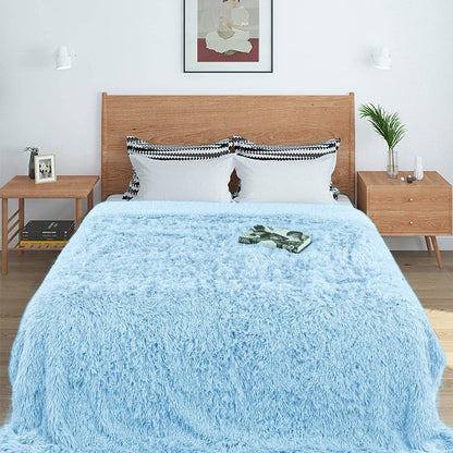 Cozy Double-Sided Fluffy Blanket: Warm Winter Bedspread, Plush Sofa Cover, and Stylish Home Decor Accent