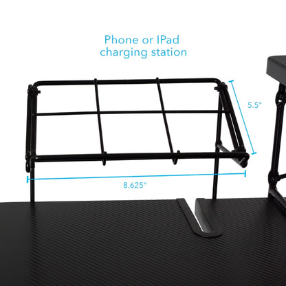 Atlantic Original Gaming Desk with 32" Monitor Stand, Charging Station and Gaming Storage, Black Carbon Fiber