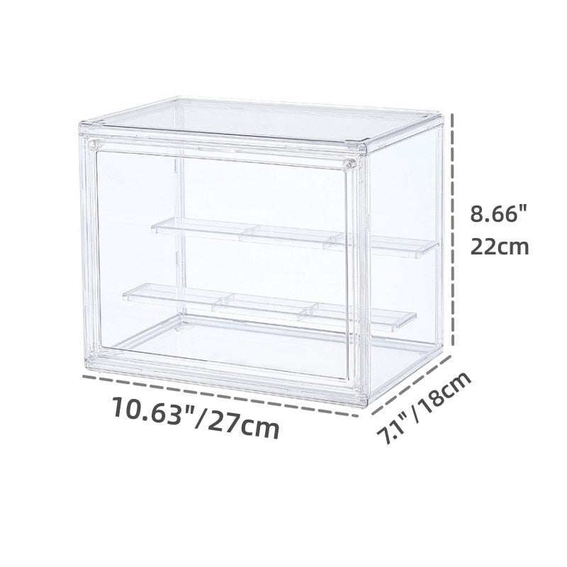 Stackable Clear Plastic Display Box: Dustproof Storage Solution for Collectibles, Figures, Cosmetics, and More with Interlayers