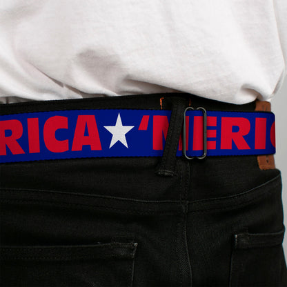 'MERICA Star USA Seatbelt Belt – World Cup 2026 Fan Gear (Blue/Red/White)