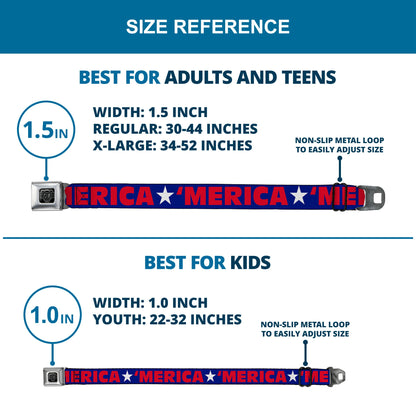 'MERICA Star USA Seatbelt Belt – World Cup 2026 Fan Gear (Blue/Red/White)