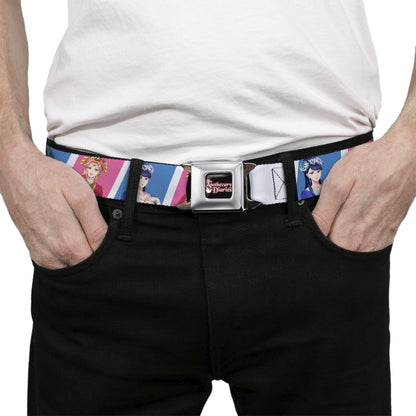 THE APOTHECARY DIARIES Title Logo Full Color Black/Red/White Seatbelt Belt - The Apothecary Diaries Gyokuyo and Lihua Pose Blocks White/Pink/Blue Webbing