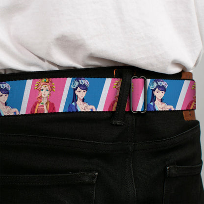 THE APOTHECARY DIARIES Title Logo Full Color Black/Red/White Seatbelt Belt - The Apothecary Diaries Gyokuyo and Lihua Pose Blocks White/Pink/Blue Webbing