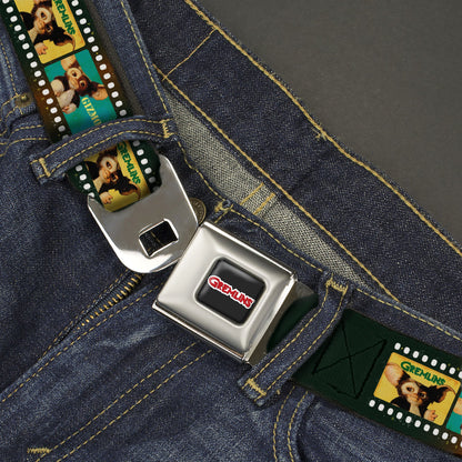 GREMLINS Title Logo Full Color Black/White/Red Seatbelt Belt - Gremlins GIZMO Film Strip Pose Blocks Webbing