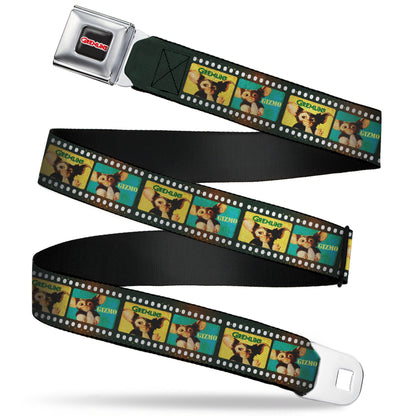 GREMLINS Title Logo Full Color Black/White/Red Seatbelt Belt - Gremlins GIZMO Film Strip Pose Blocks Webbing