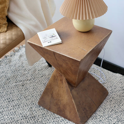 Lightweight Concrete Accent Table, Modern Geometry Side Table for Indoor and Outdoor, Small Bedside End Table Sofa Vanity Coffee