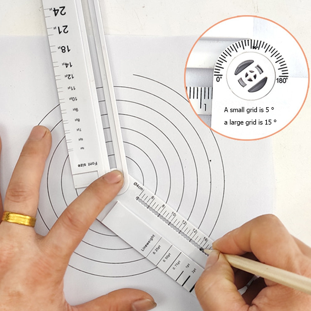 1Pcs Folding Geometric Drawing Ruler Mathematical Line Circular Drawing Geometry Template Angle School Office Measuring Drafting