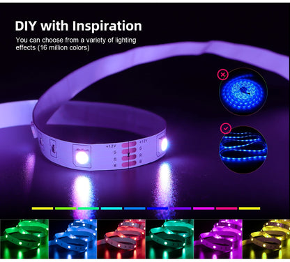 Vibrant DIY RGB LED Strip Light - Create a Stunning Ambiance with a Flexible 5050/SMD3535 Ribbon, Bluetooth Control, and DC 12V Power - Ideal for Christmas Decor and More