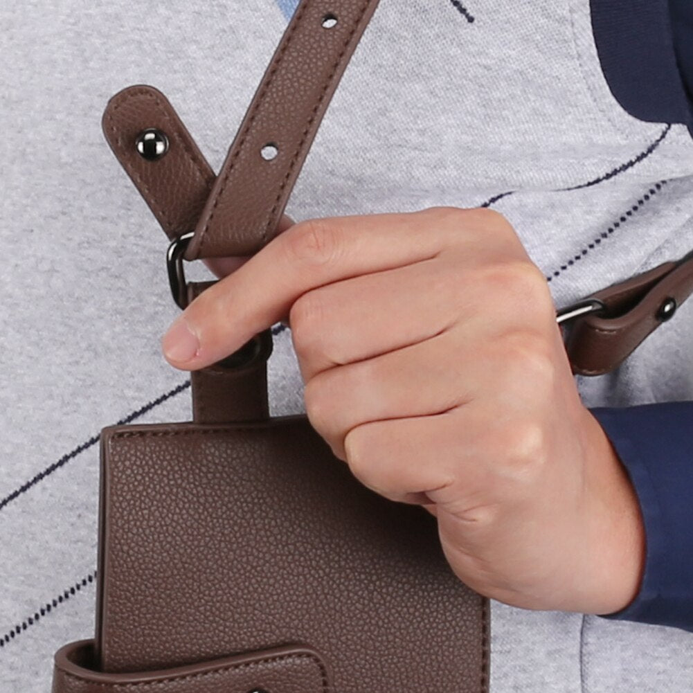 Covert Underarm Holster Wallet for Men - Discreet Anti-Theft Phone Holder Double Shoulder Bag in Leather/Nylon