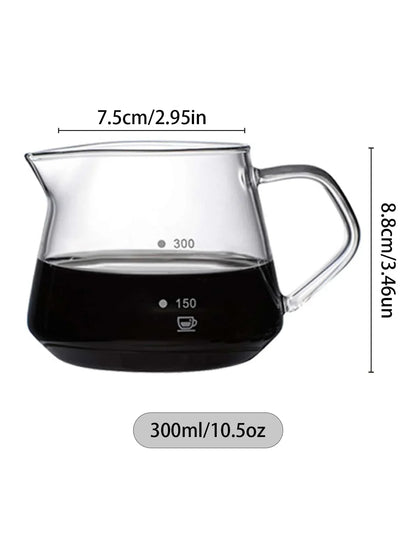 Pour Over Coffee Maker Set Glass Carafe Coffee with Glass Coffee Filter Drip Coffee Maker Set for Home or Office 600ml 300ml