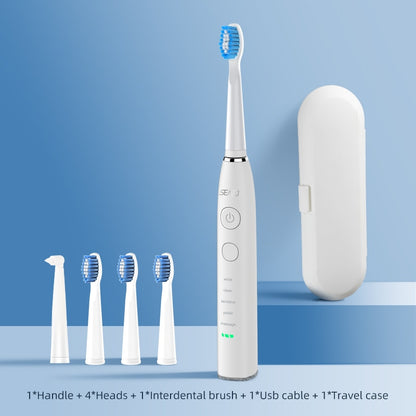 Seago Electric Sonic Toothbrush USB Rechargeable Adult 360 Days Long Battery Life with 4 Replacement Heads Gift SG-575