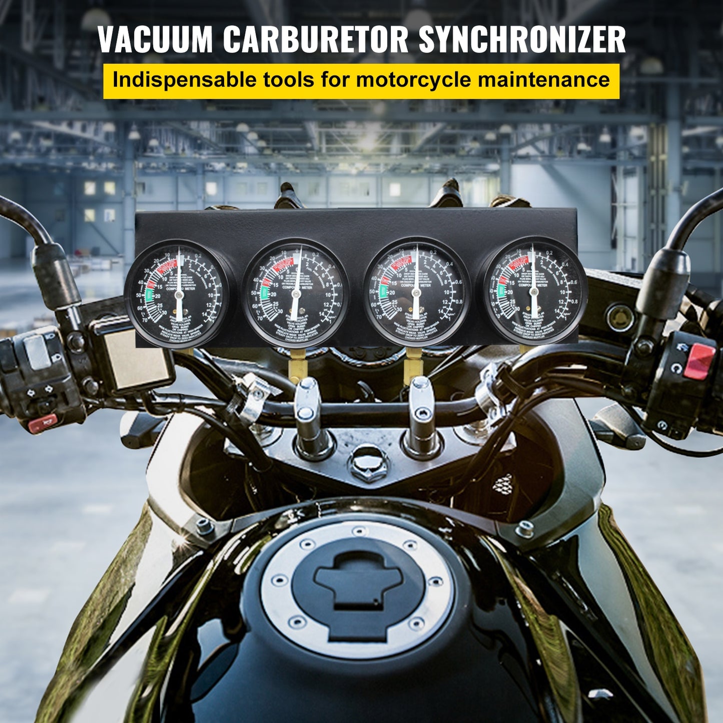 4-Gauge Carburetor Synchronizer Kit: Achieve Perfect Fuel Balance and Performance Tuning for Your Motorcycle with Precision and Ease!