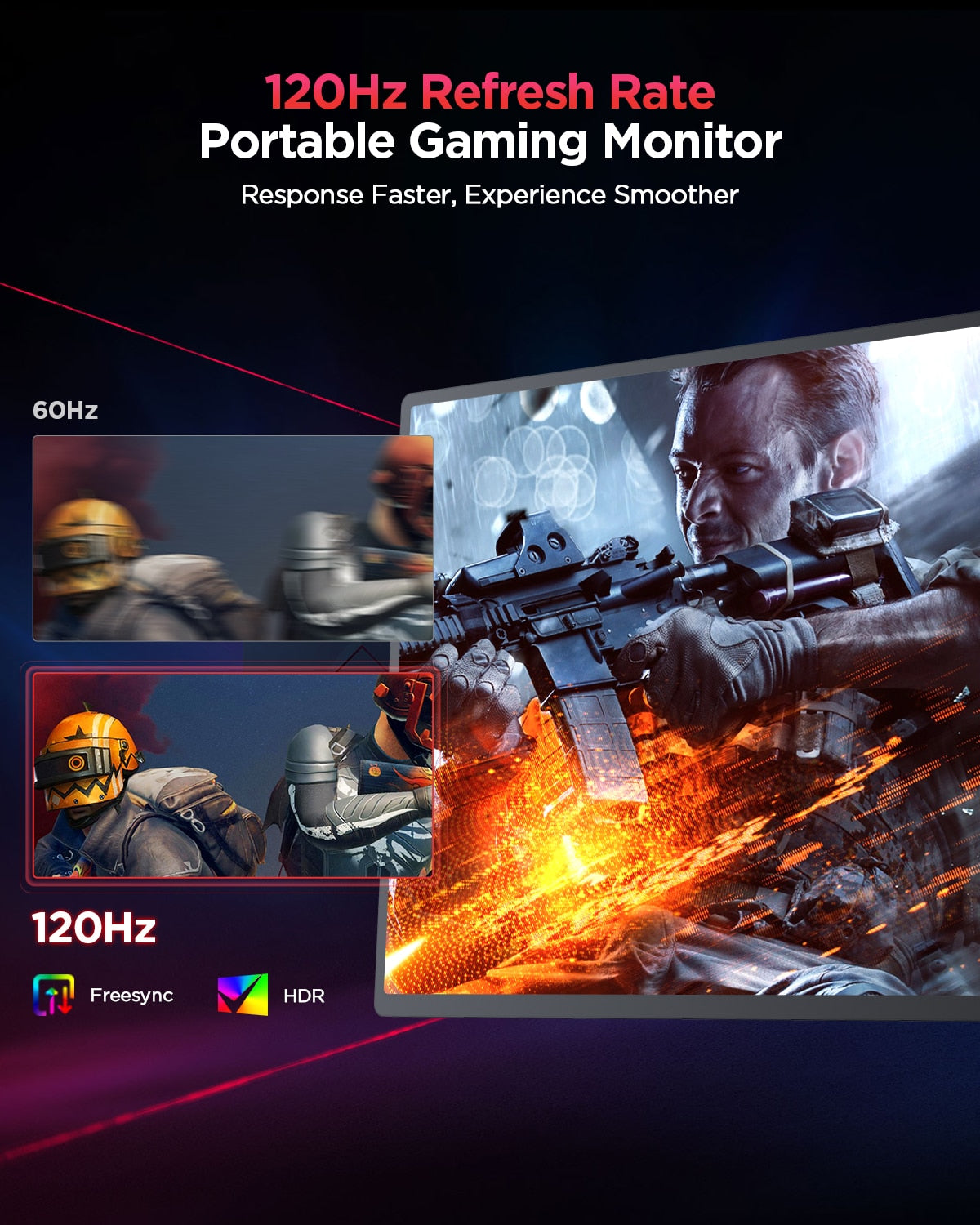 UPERFECT 16 inch 2K Portable Monitor 2560*1600 16:10 100%sRGB 500Cd/m² 120Hz Gaming Display For Xbox PS5 Switch Laptop Mac Phone