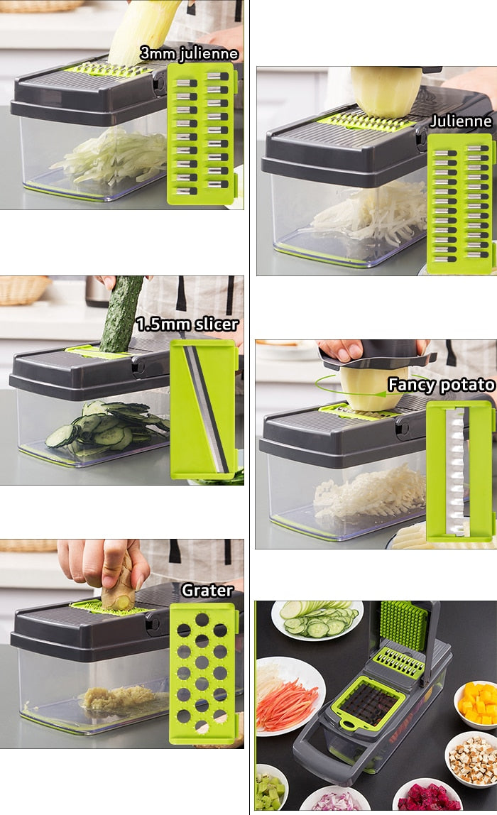 Multifunctional Manual Vegetable Chopper: Efficient Kitchen Accessory for Grating, Slicing, and Dicing Vegetables, Cheese, Onions, and More