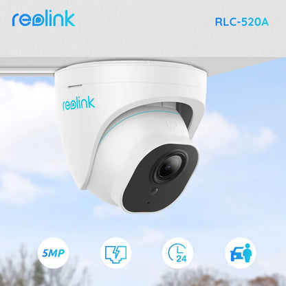 Reolink 5MP PoE Smart Security Camera: Outdoor Infrared Night Vision Dome IP Cam with Person/Vehicle Detection - Top-Notch Surveillance Technology