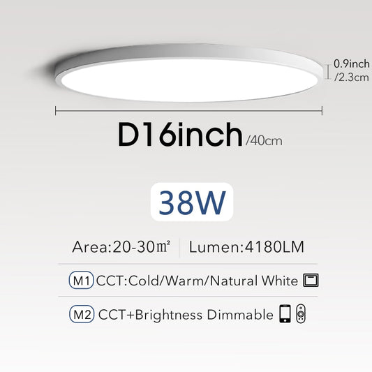 Smart Ultrathin 20-Inch LED Ceiling Lamp: Large Bedroom Lighting Fixture for Modern Living Room