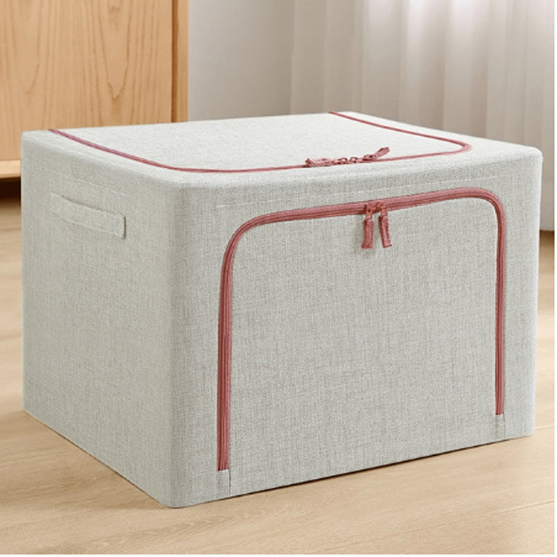 Foldable Fabric Storage Organizer: Spacious Home Storage Box for Clothes, Quilts, Blankets, and Wardrobes
