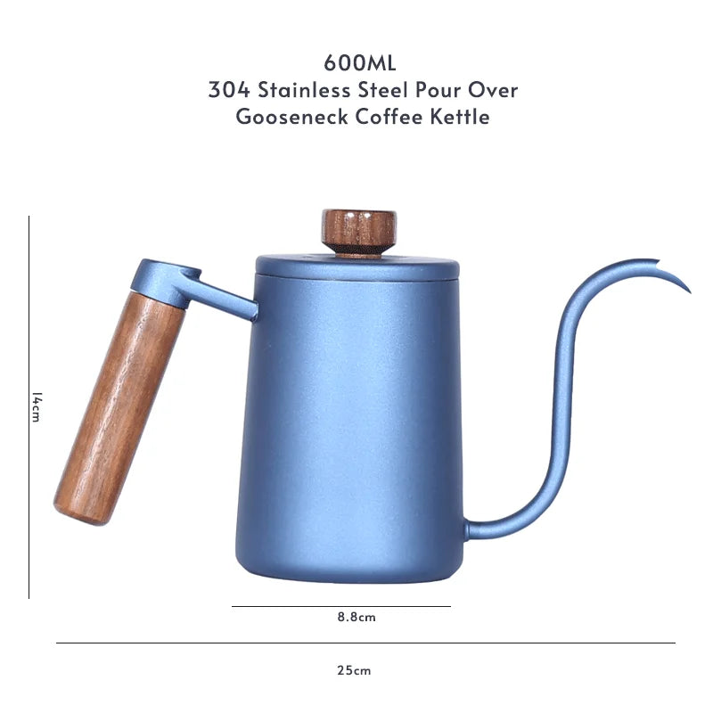 304 Stainless Steel 600ml Long Gooseneck Spout Barista Espresso Coffee Maker Kettle Teapot Accessories Tools