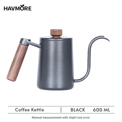 304 Stainless Steel 600ml Long Gooseneck Spout Barista Espresso Coffee Maker Kettle Teapot Accessories Tools