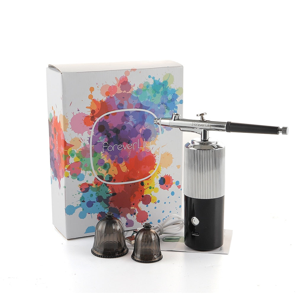Top 0.3mm Mini Air Compressor Kit Air-Brush Paint Spray Gun Airbrush For Nail Art Tattoo Craft Cake Nano Fog Mist Sprayer