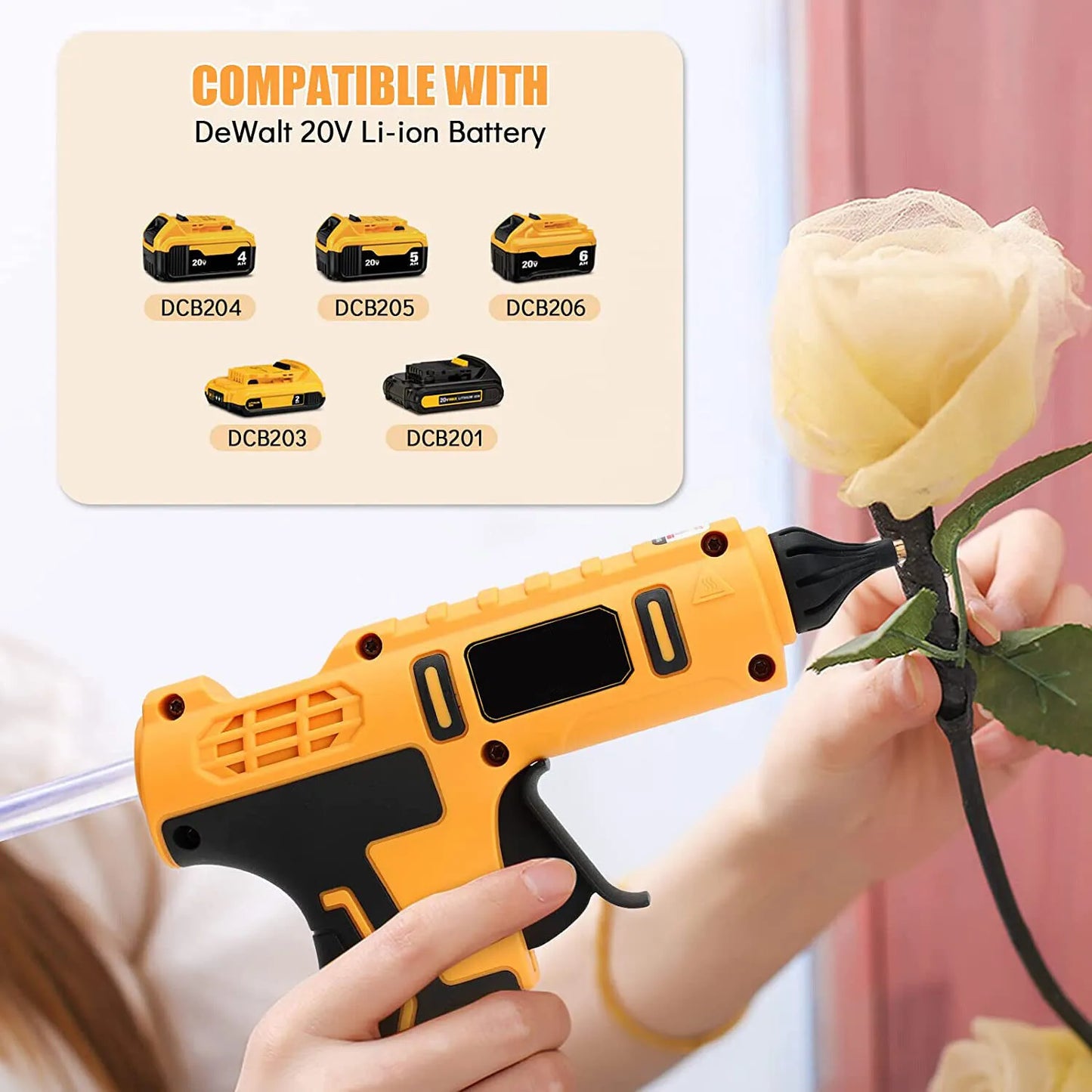 Versatile Cordless Electric Handheld Glue Gun Kit with Anti-Scald Nozzle and 12 Sticks for Dewalt - Your Ultimate Repair and DIY Companion