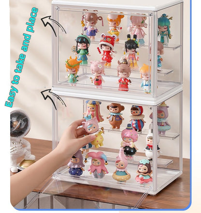 Stackable Clear Plastic Display Box: Dustproof Storage Solution for Collectibles, Figures, Cosmetics, and More with Interlayers