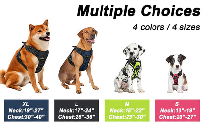 MASBRILL Dog Harness Pet Reflective Nylon No Pull Adjustable Medium Large Naughty Dog Vest Safety Vehicular Lead Walking Running