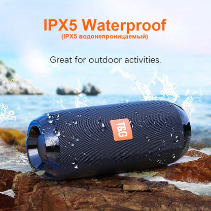 Portable Bluetooth Speakers - Wireless Outdoor Stereo Bass Column, Waterproof Subwoofer Music Sound Box with TF Card Support